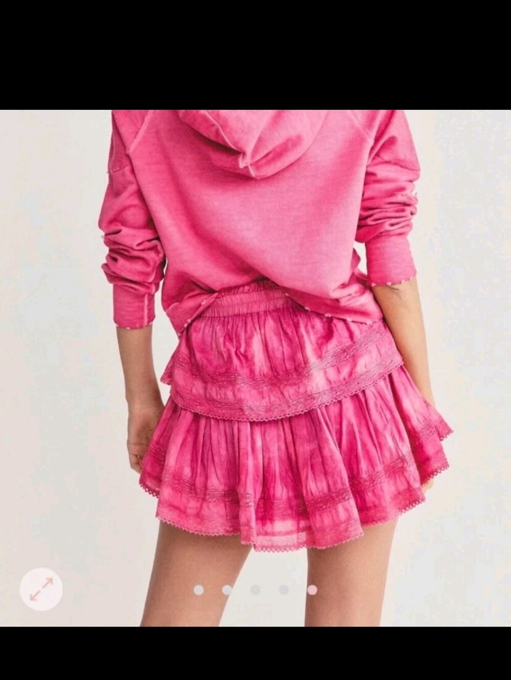 LoveShackFancy Begonia Pink Hand Dyed Ruffle Lace Hem Mini Skirt-Large-$225.00 - Picture 4 of 16